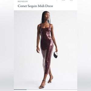 Abercrombie & Fitch Burgundy Sequin Midi Dress